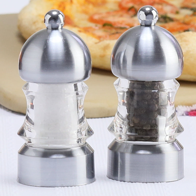 3.5 Inch Metro Acrylic Pepper Mill and Salt Mill Set with Brushed Stainless Accents 01572