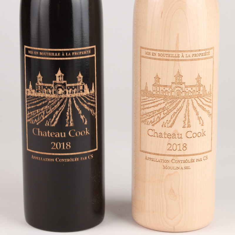 16019 14.5 Inch Ebony and Natural Wine Bottle Set with Personalization