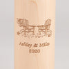 14.5 Inch Natural Wine Bottle Pepper Mill with Personalized Adirondack Chair Design, Close up