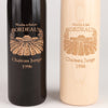 14.5 Inch Ebony and Natural Wine Bottle Set with Personalized Bordeaux Design, Close up