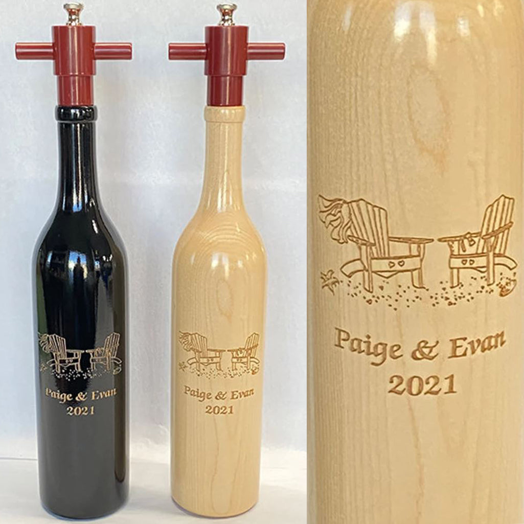 14.5&quot; Engraved Wine Bottle Pepper Mill and Salt Mill Set - Adirondack Edition