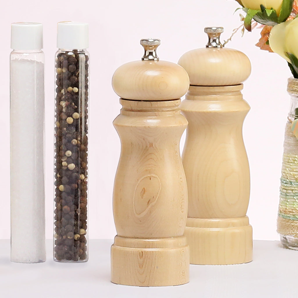 06207 6 Inch Salem Pepper Mill & Salt Mill Gift Set, Natural, Table View