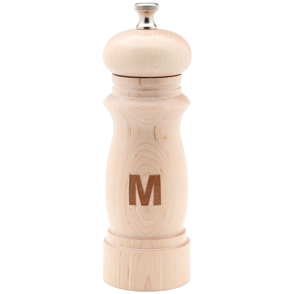 6 inch Salem Natural Custom Monogram Pepper Mill