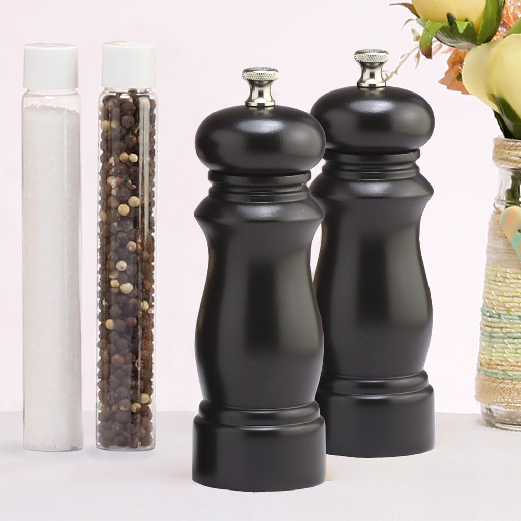 06307 6 Inch Elegance Pepper Mill & Salt Mill Gift Set, Ebony, Table View