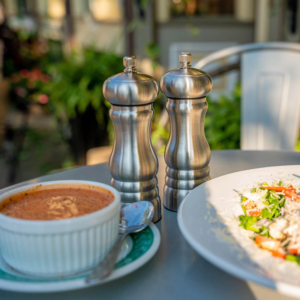 6.6" Prentiss Stainless Steel Pepper & Salt Mill Set