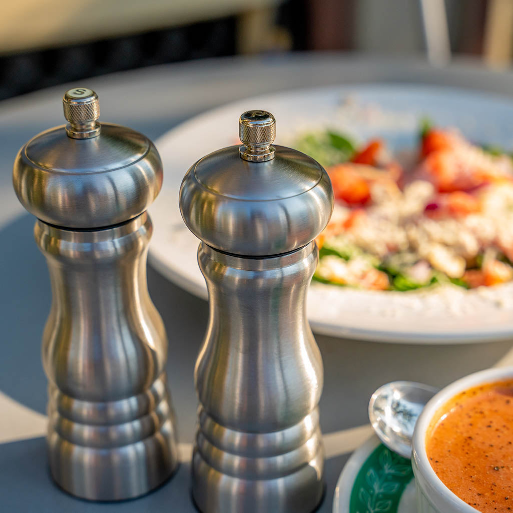 6.6" Prentiss Stainless Steel Pepper & Salt Mill Set