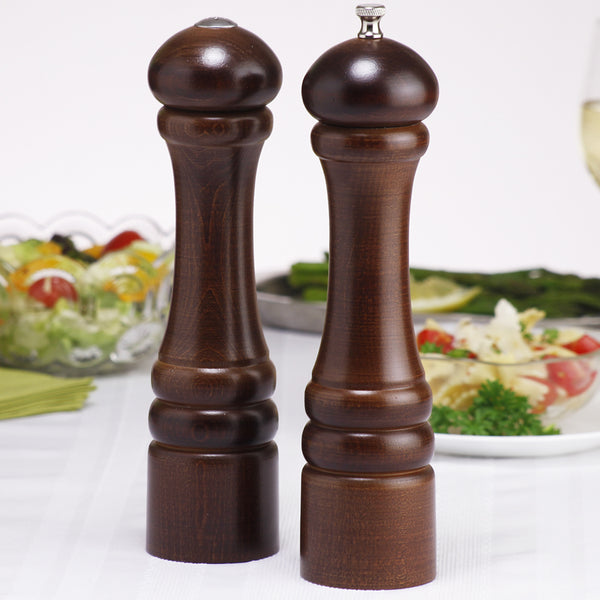 Chef Specialties Salt Shaker Pepper Mill Grinder Set 4” Walnut