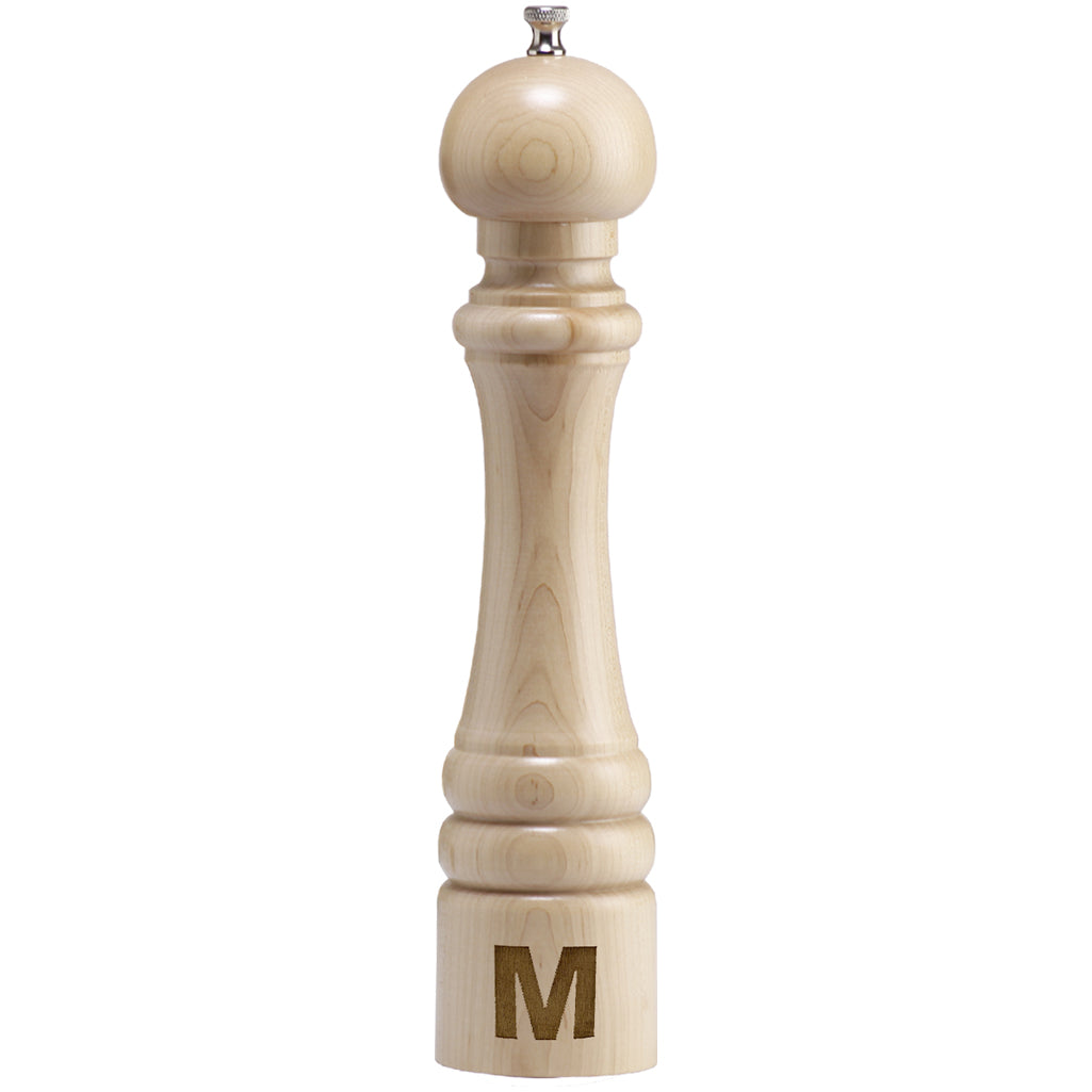 12 Inch Natural Pepper Mill with Custom Monogram