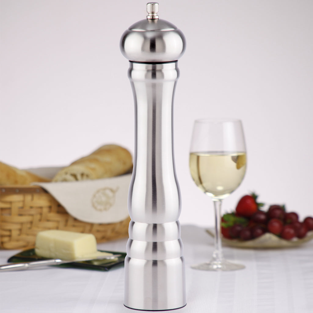 12401 12 Inch Prentiss Stainless Pepper Mill, Table View 