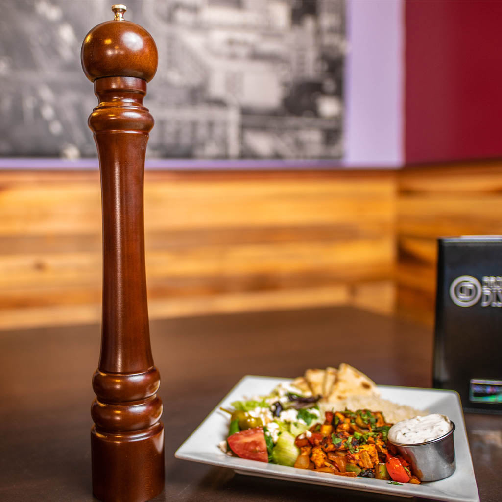18100 18 Inch Monarch Pepper Mill, Walnut, Table View