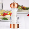29186 Chef Specialties 7 Inch Salt Mill, Rose Gold Copper Finish, Table View