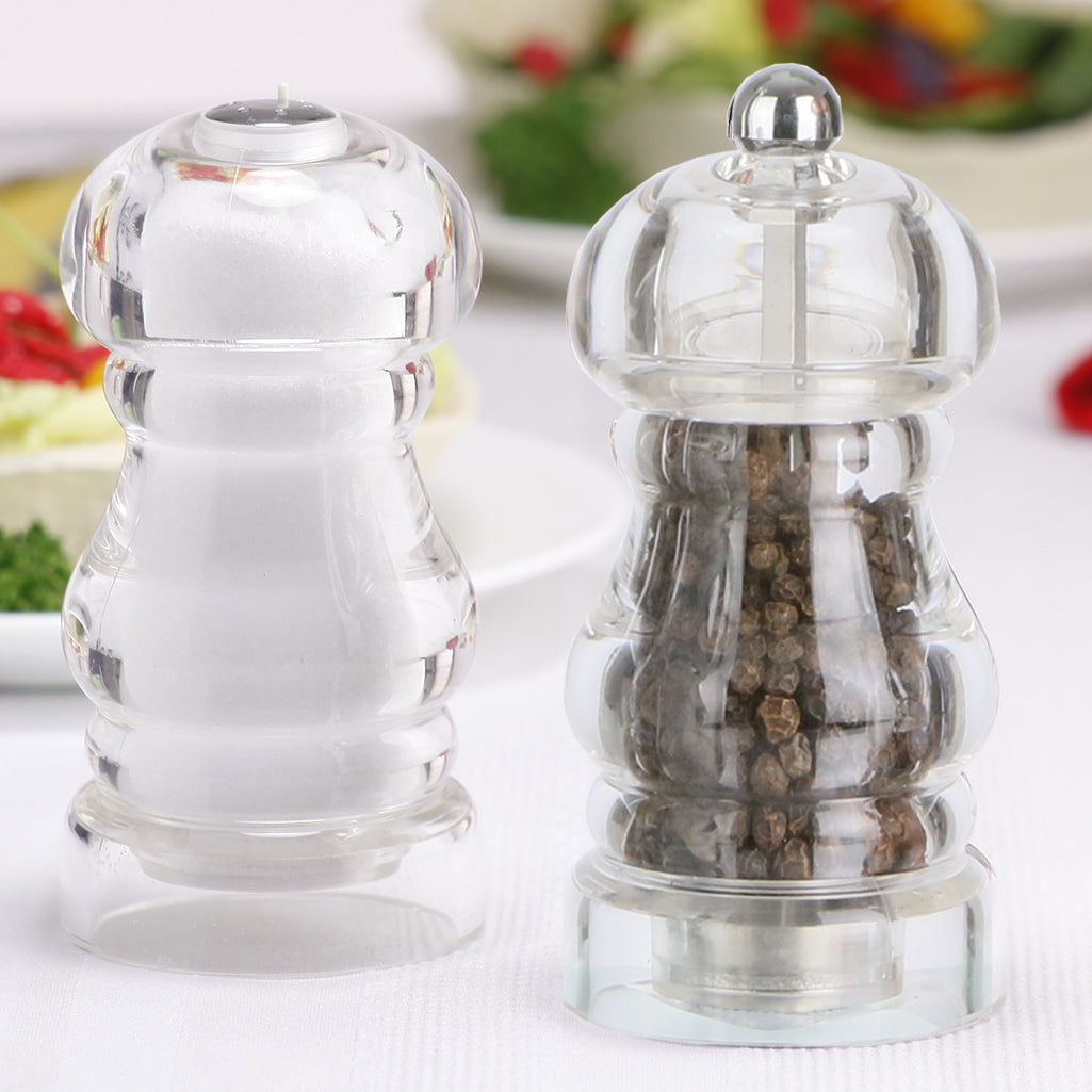 5 Inch Clear Acrylic Pepper Mill and Salt Shaker Set 29190