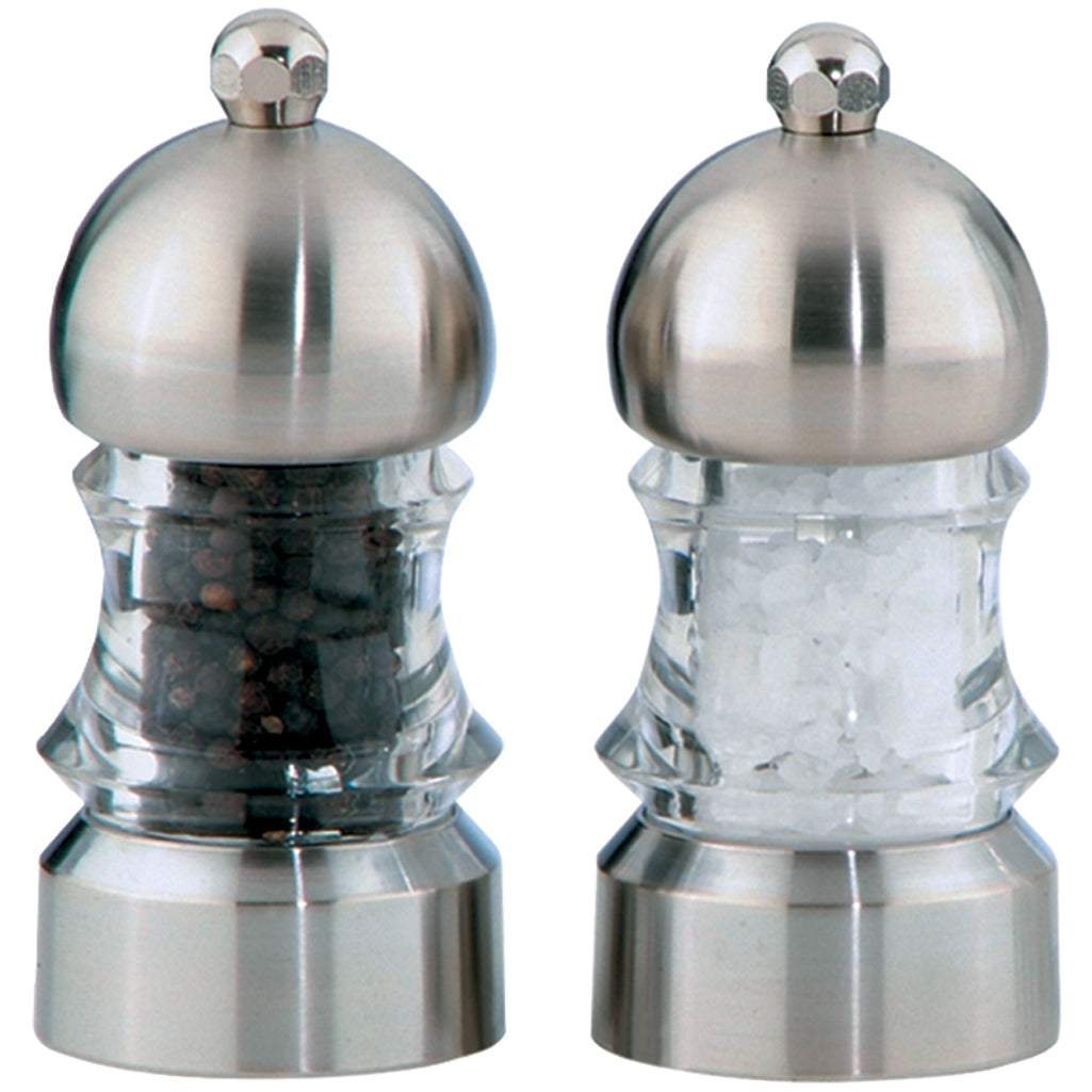 3.5 Inch Metro Acrylic Pepper Mill and Salt Mill Set with Brushed Stainless Accents 01572