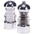 5 Inch Clear Acrylic Pepper Mill and Salt Shaker Set with Chrome Accented Top and Bottom 29160