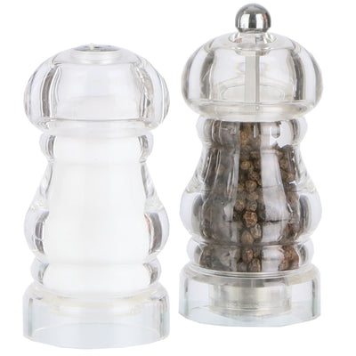 5 Inch Clear Acrylic Pepper Mill and Salt Shaker Set 29190