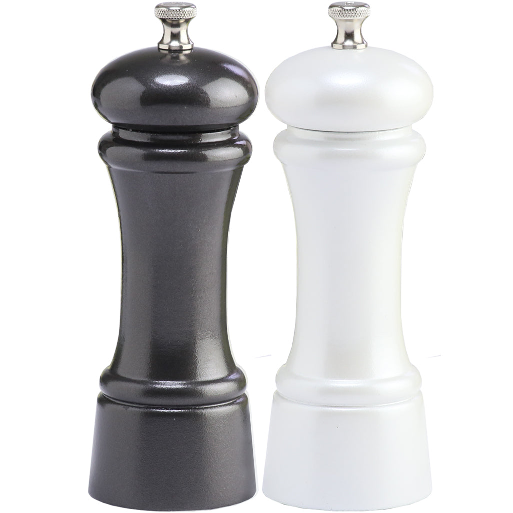 6 Inch Gunmetal Metallic Pepper Mill and Pearl Metallic Salt Mill Set 06902