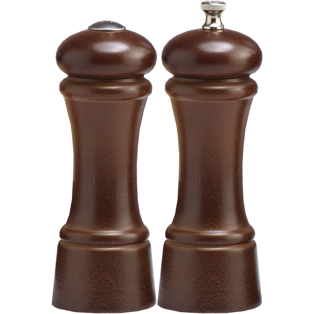 6 Inch Elegance Pepper Mill and Salt Shaker Set with Walnut Finish 06100