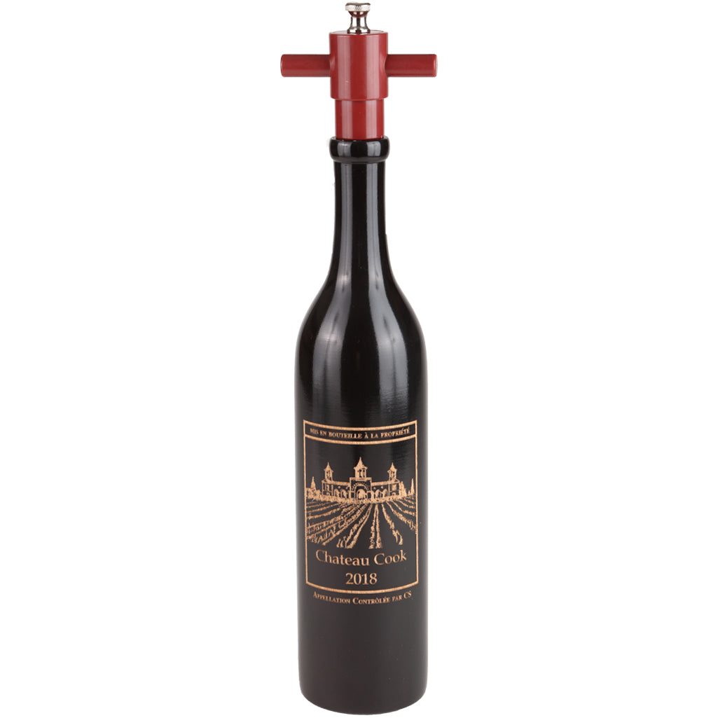 14.5" Engraved Wine Bottle Pepper Mill - Chateau Edition (New)