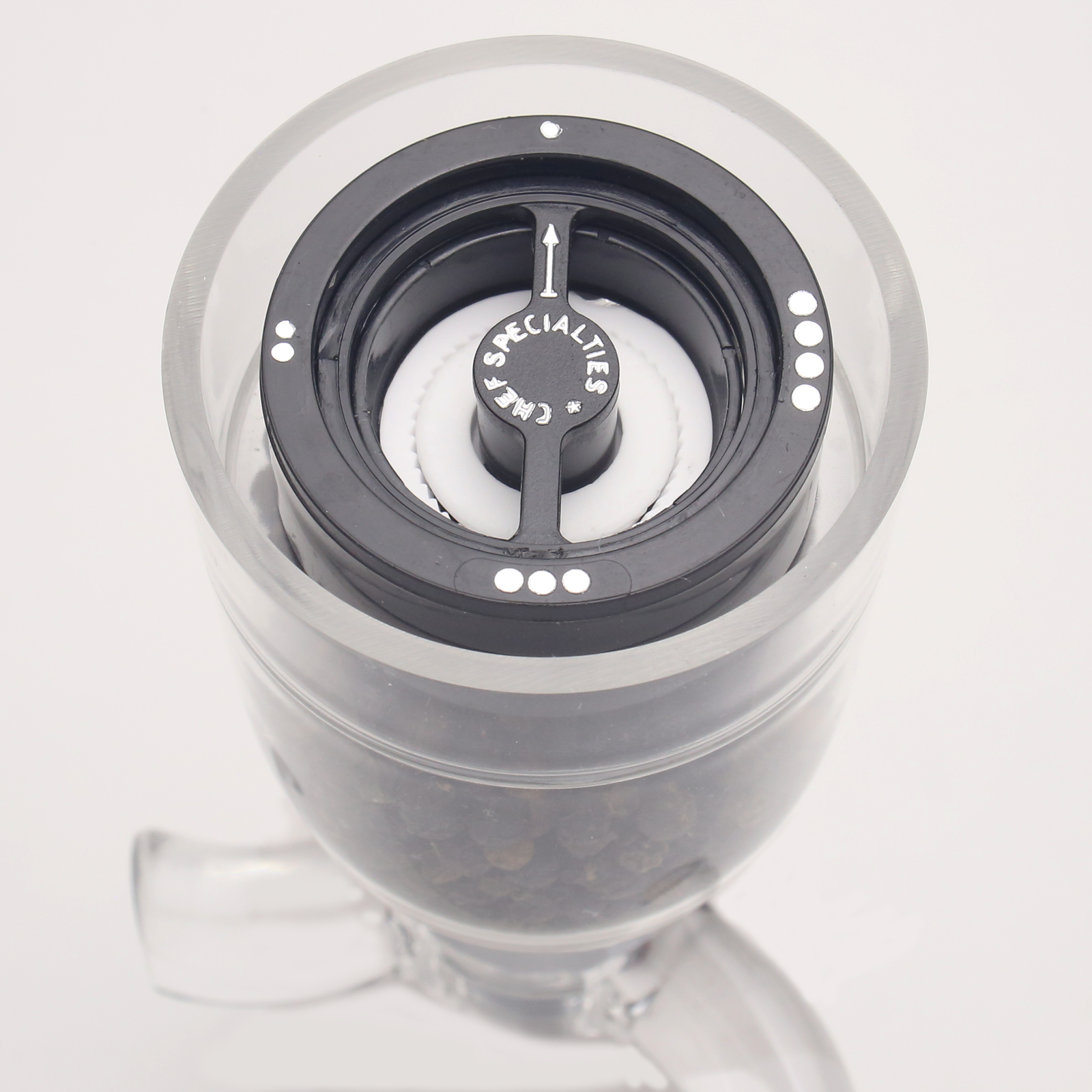 29931 Bottom View, 4-stage adjustable ceramic grinding mechanism 