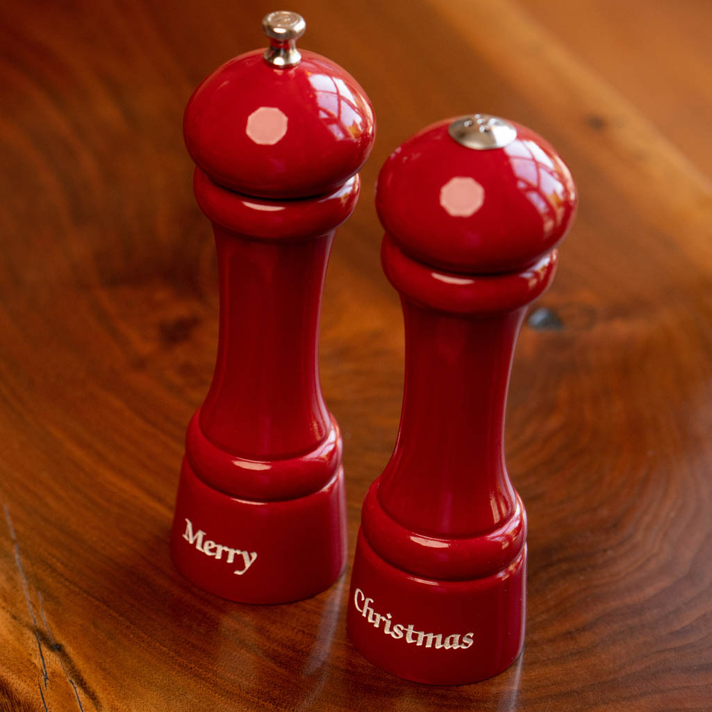 8" Windsor Pepper Mill & Salt Shaker Set - Christmas Edition