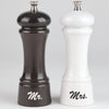 6 Inch Elegance Gunmetal Pepper Mill and Pearl Salt Mill Set with Mr. and Mrs. Design
