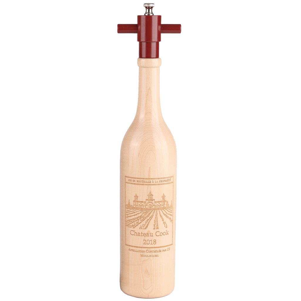 14.5&quot; Engraved Wine Bottle Salt Mill - Chateau Edition (New)