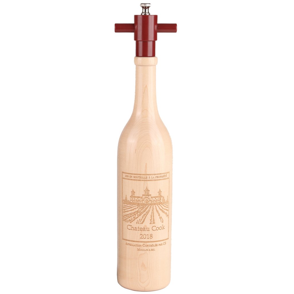 14.5" Engraved Wine Bottle Salt Mill - Chateau Edition (New)